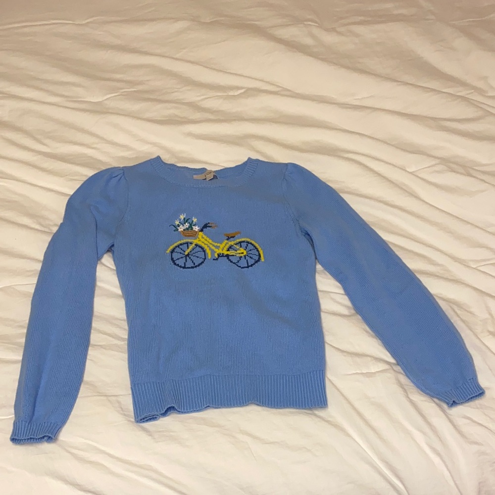 LOFT Blue Pullover with Yellow Bicycle Motif